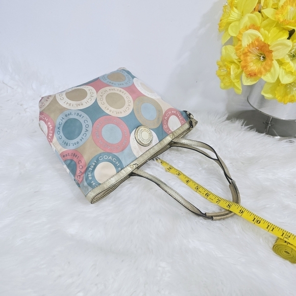 Coach Soho Sateen multicolor Purse Shoulder Hand Bag Polka Dot Logo - Picture 5 of 16